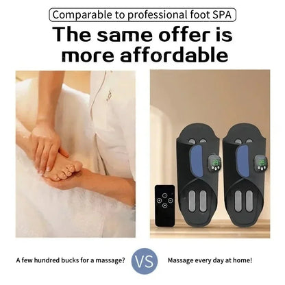 Remote-Controlled Foot Massaging Slippers – 10 Modes, 29 Intensities, 4 Pads, USB-C Rechargeable