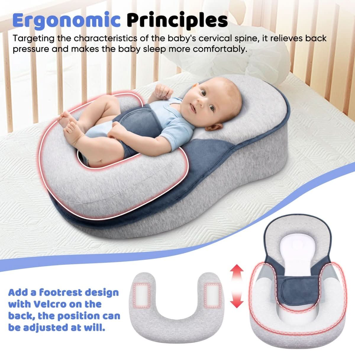 Ergonomic Cushion for Baby Head Support Pillow