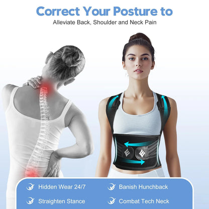 Adjustable Back Support Brace for Spine Alignment, Posture Correction & Pain Relief