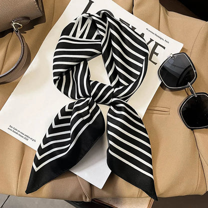 Silk Checkered Scarf with Charm