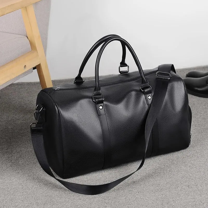 Retro Leather-Look Travel Bag | Water-Resistant | With Shoulder Strap & Handle | Ideal for Short Trips & Everyday Use