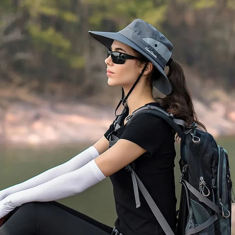 Women's Sun Hat with Ponytail Opening for UV Protection