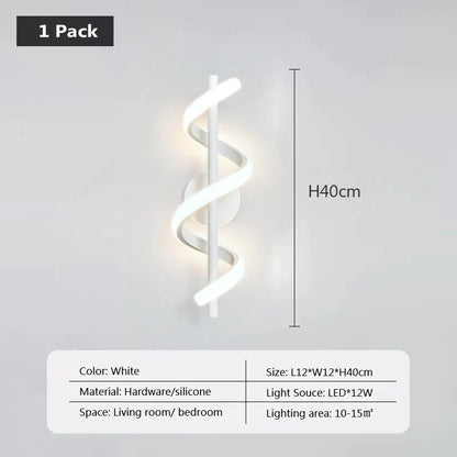 Elegant LED Wall Light in Scandinavian Design for Bedroom & Living Room - Available in Black, White, or Gold