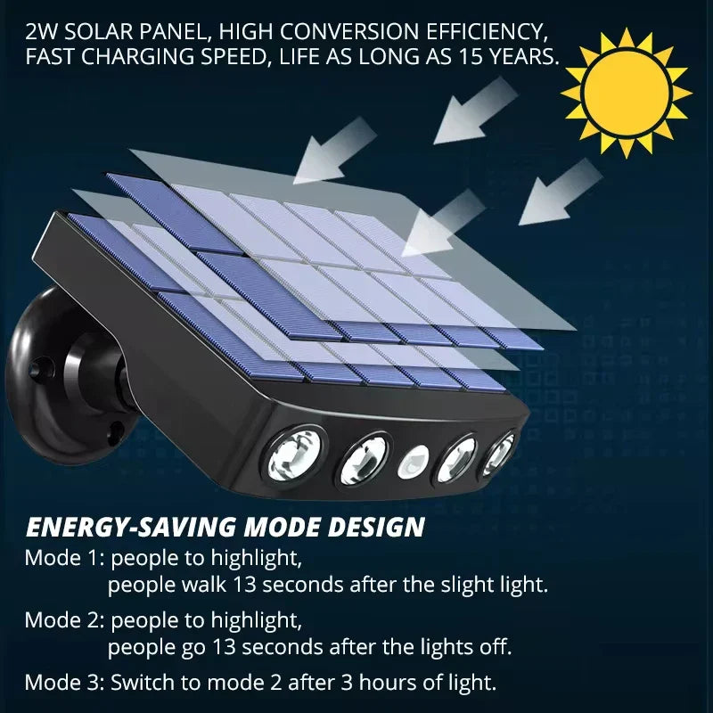 Solar Light with Motion Sensor | 4 LEDs | Weatherproof & Wireless