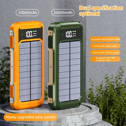 20,000mAh Solar Power Bank – Rechargeable & Compact Battery Pack