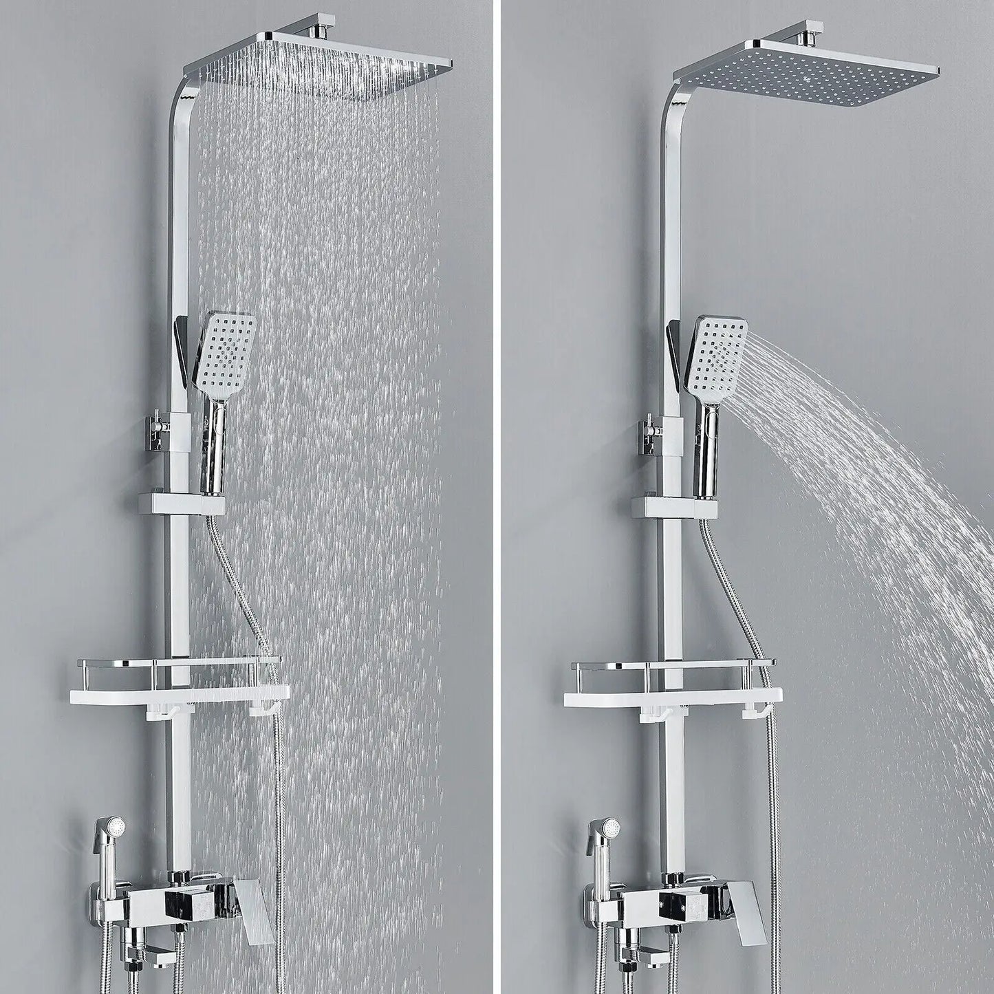 Adjustable Brass Shower System with 4 Functions – RainFlow Luxe Rain Shower Set