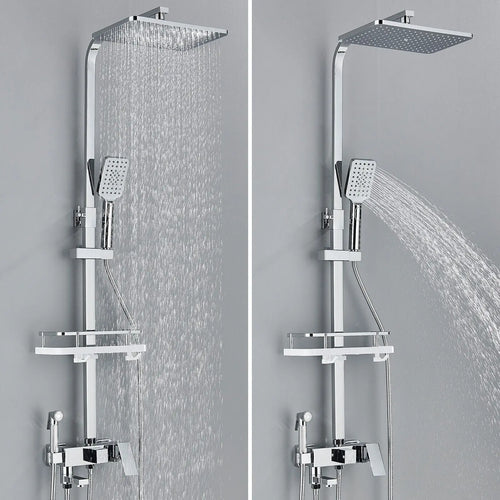 Adjustable Brass Shower System with 4 Functions – RainFlow Luxe Rain Shower Set