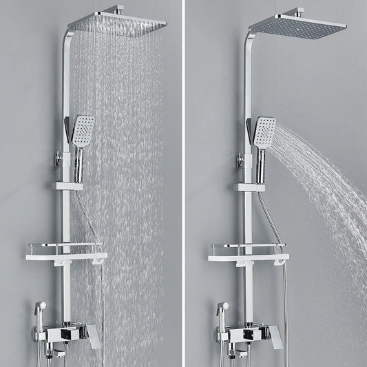 Adjustable Brass Shower System with 4 Functions – RainFlow Luxe Rain Shower Set