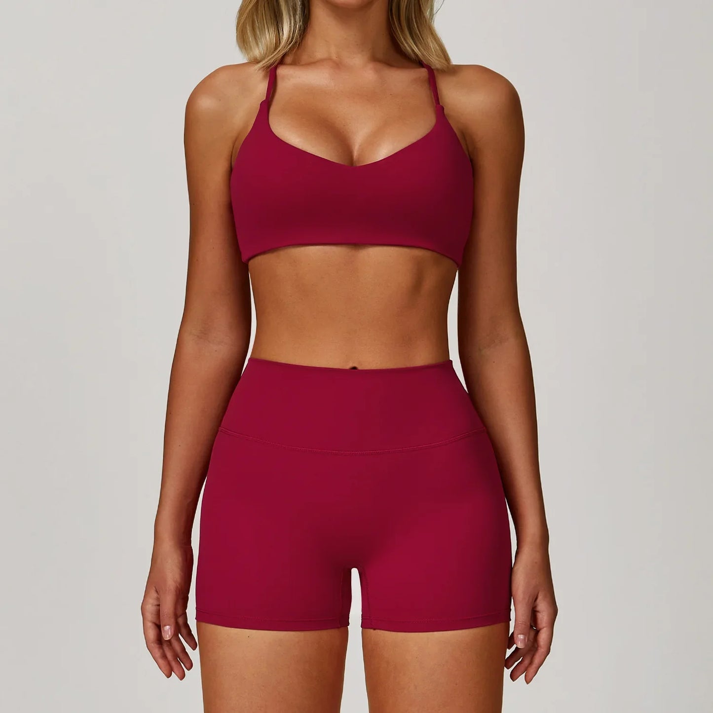Women's Long Sleeve Sports Bra and Leggings Workout Set - Seamless Yoga Outfit with Breathable Stretch Material