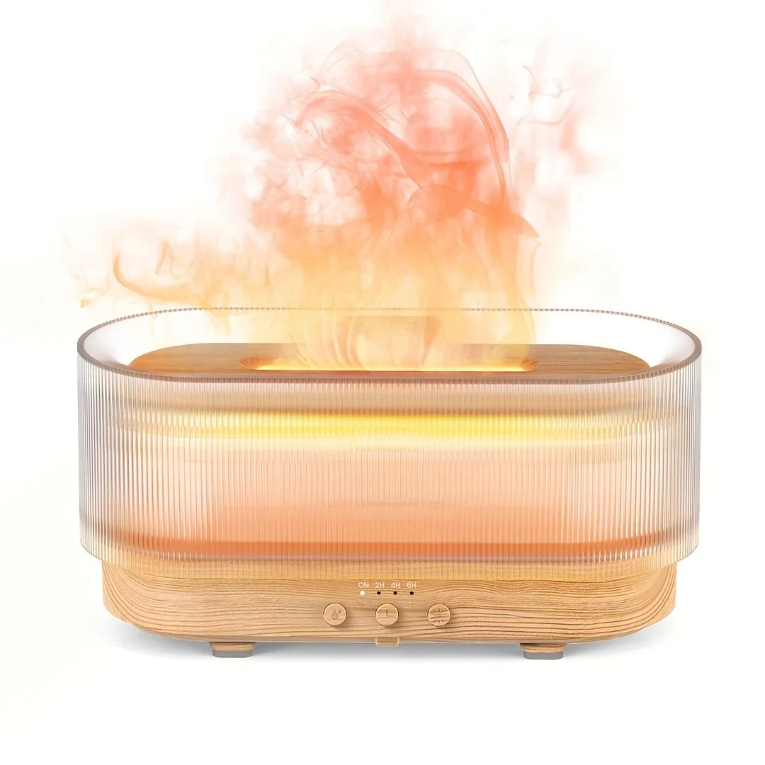 300ml Ultrasonic Essential Oil Diffuser with Flame Effect and LED – 12 Hours Runtime