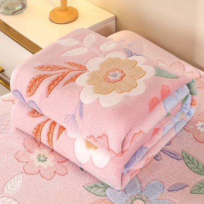 Cozy Floral Blanket | Soft Home Throw for Bed, Sofa & Travel | Skin-Friendly & Vibrant Colors