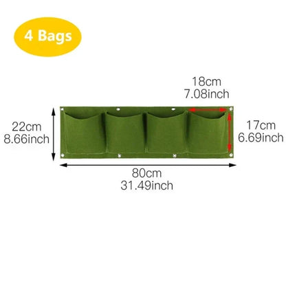 Vertical Plant Pocket for Wall Mounting | Green/Black | 2–12 Compartments