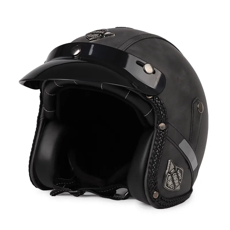 Retro Open Face Motorcycle Helmet - Kael - 3/4 Size