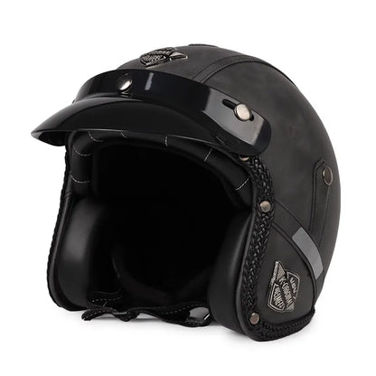 Retro Open Face Motorcycle Helmet - Kael - 3/4 Size