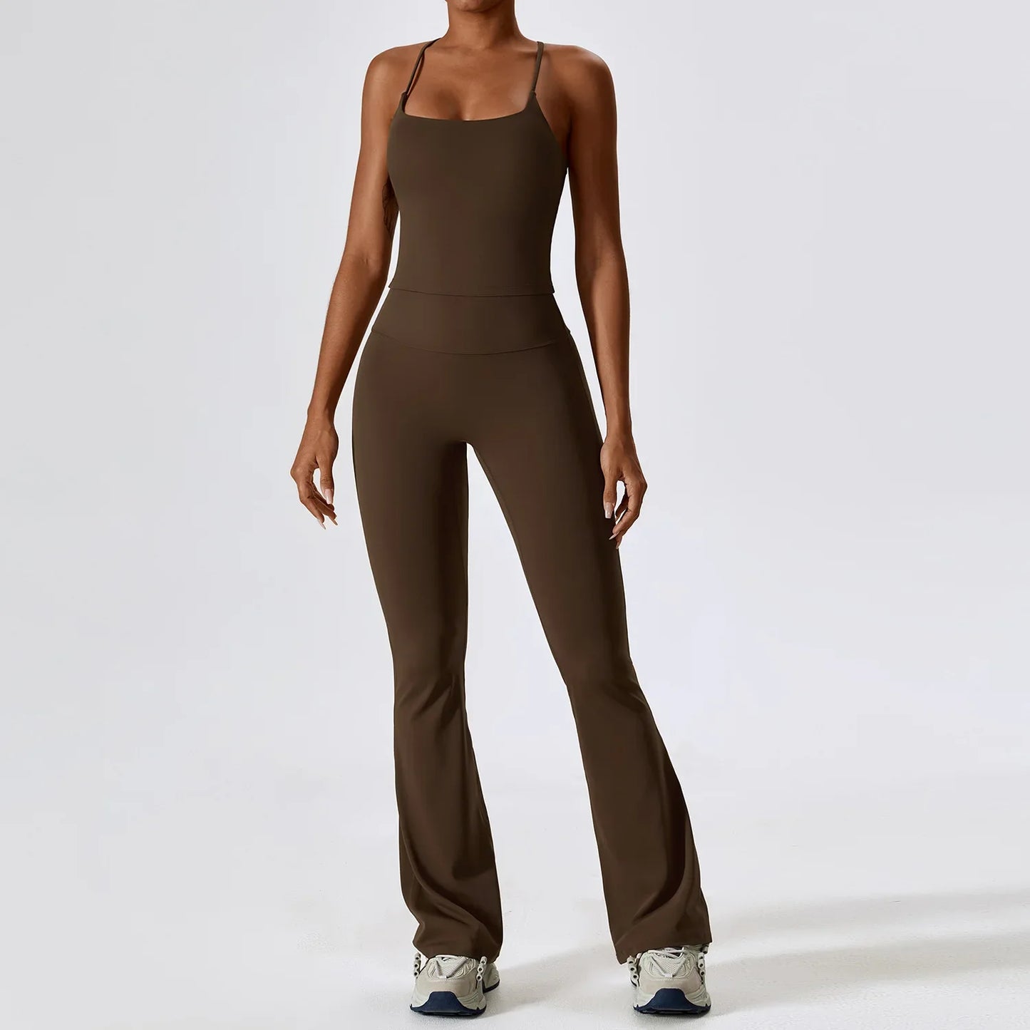 2-Piece Women's Workout Outfit - Breathable Leggings and Sports Bra Set