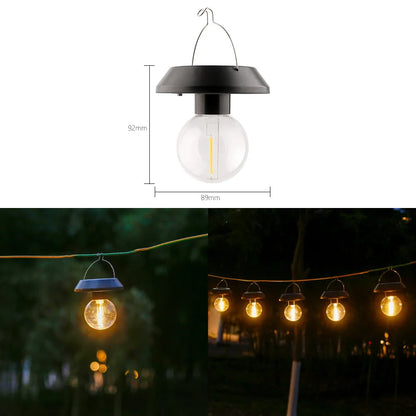 Small Solar-Powered Hanging Light with Tungsten Bulb – Waterproof LED for Balcony & Garden Decor