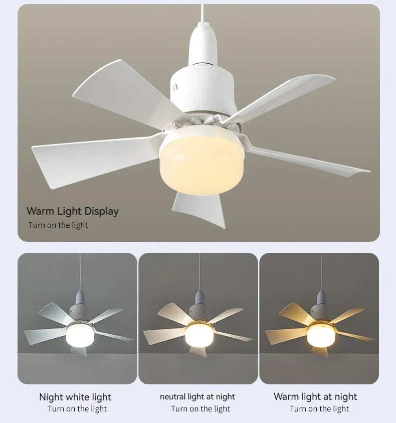 30W Remote-Controlled Ceiling Fan Light - LED Dimming, Quiet Design for Bedroom & Living Room