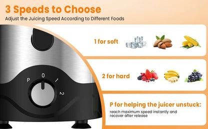 600W Centrifugal Juice Extractor with 3-Inch Feed Tube and Dual Speeds