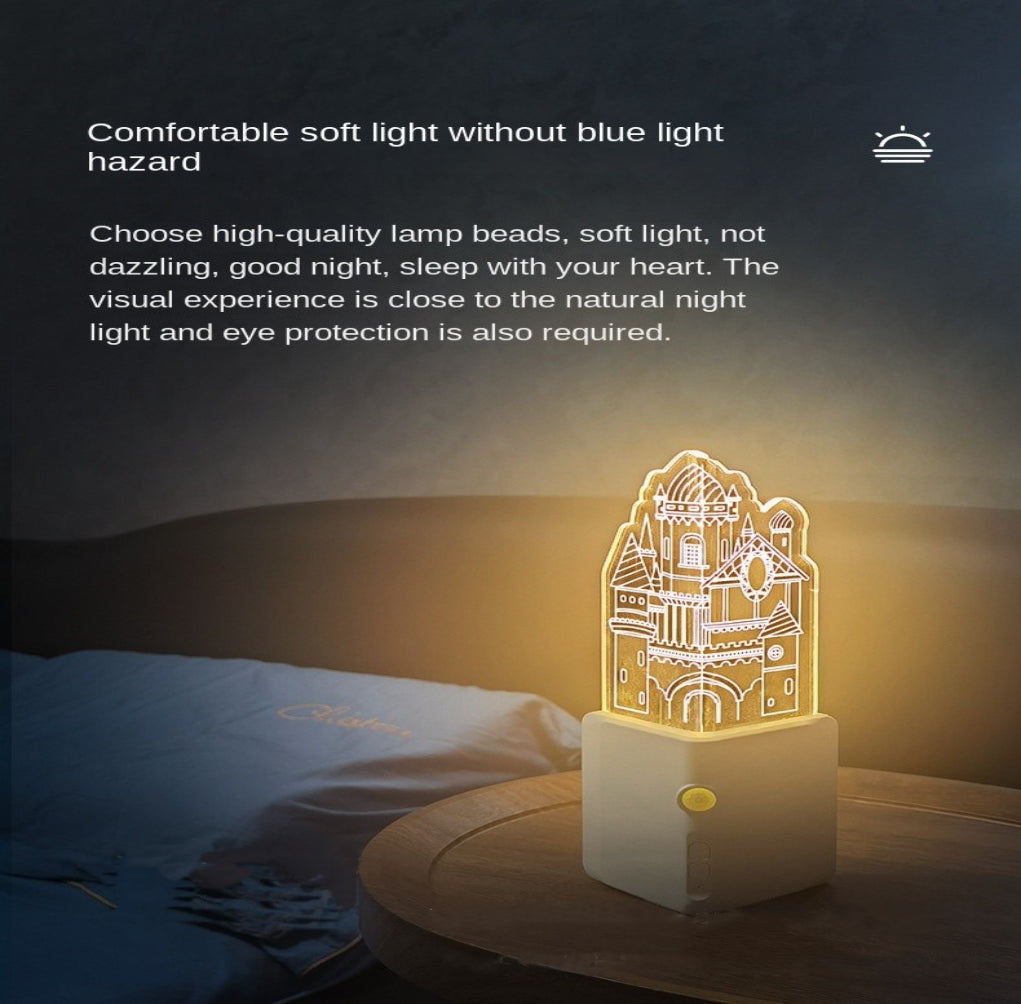 Rechargeable 3D LED Night Wall Light