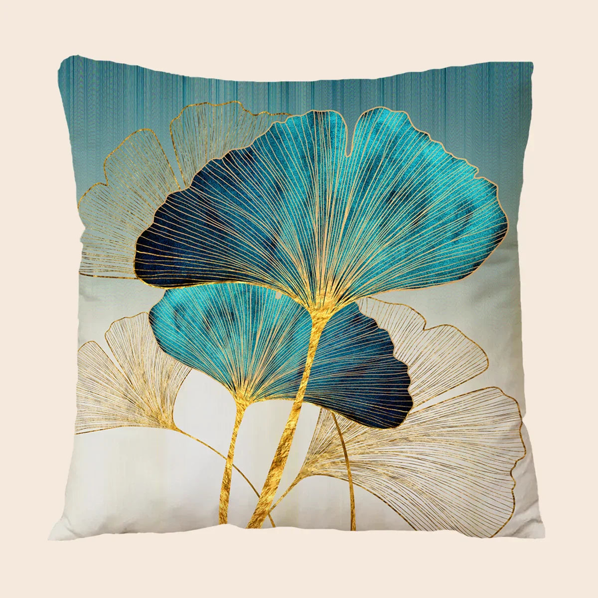 Soft and Cozy Cushion Cover with Ginkgo Leaf Design | 45×45 cm