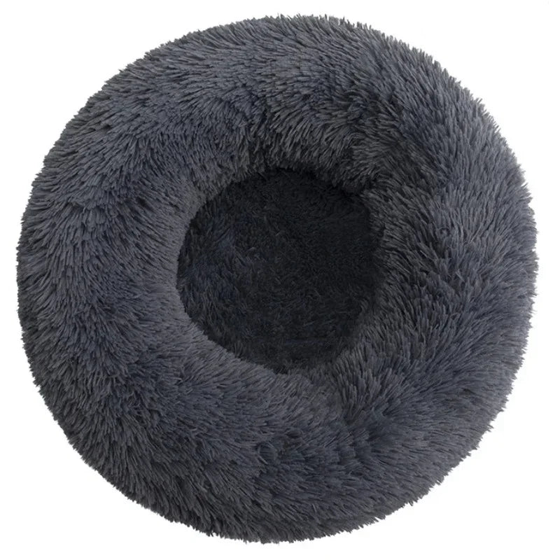 Plush Round Pet Bed – Washable, Non-Slip Design for Comfort