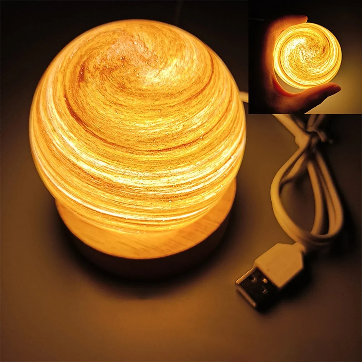 Atmospheric Night Lamp with 3D Crystal Planet Design