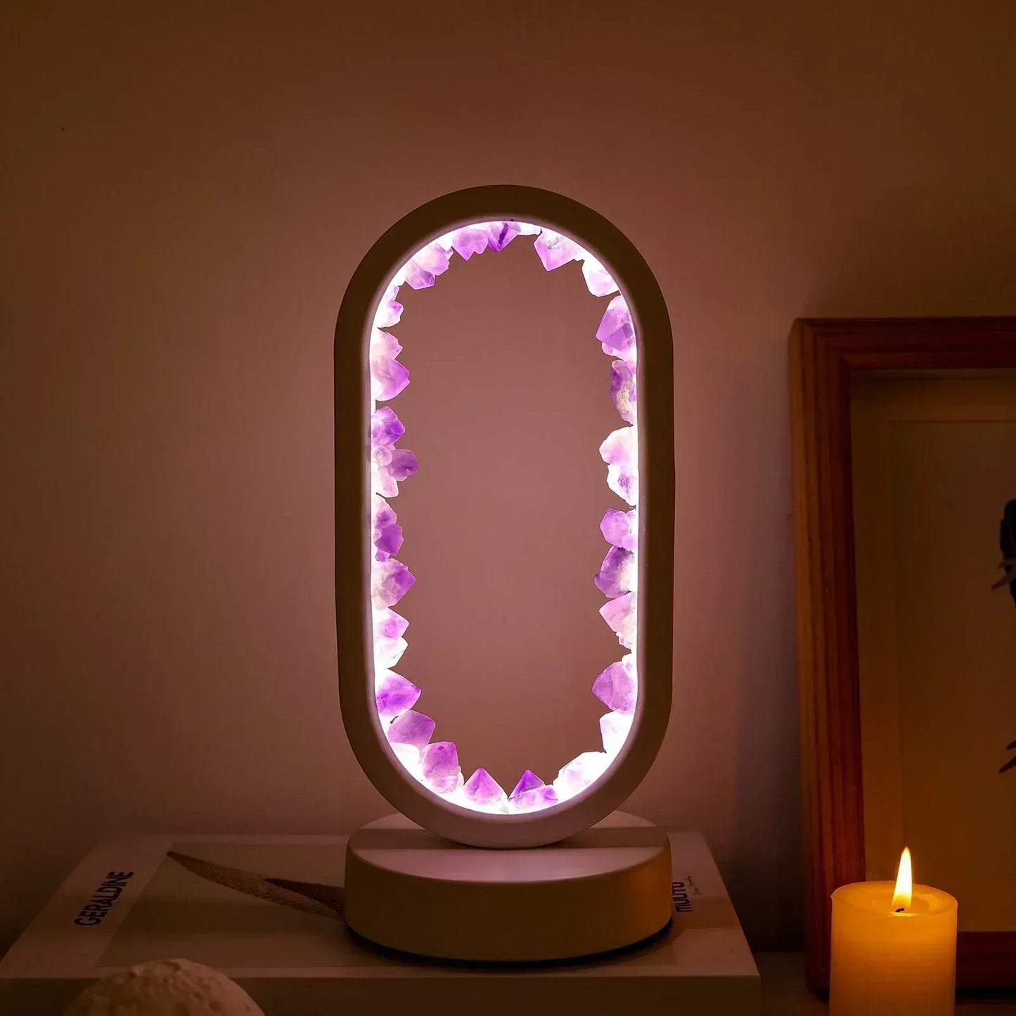 Elegant Natural Crystal Light Fixture – Amethyst Taalita