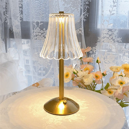 Decorative Glass Table Lamp with Sparkling Shade and Golden Crystal Finish