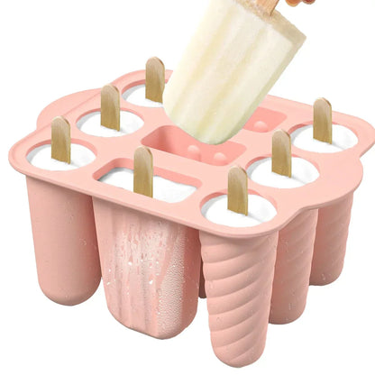 Silicone Ice Mold Set - BPA-Free & Reusable with Wooden Sticks for DIY Ice