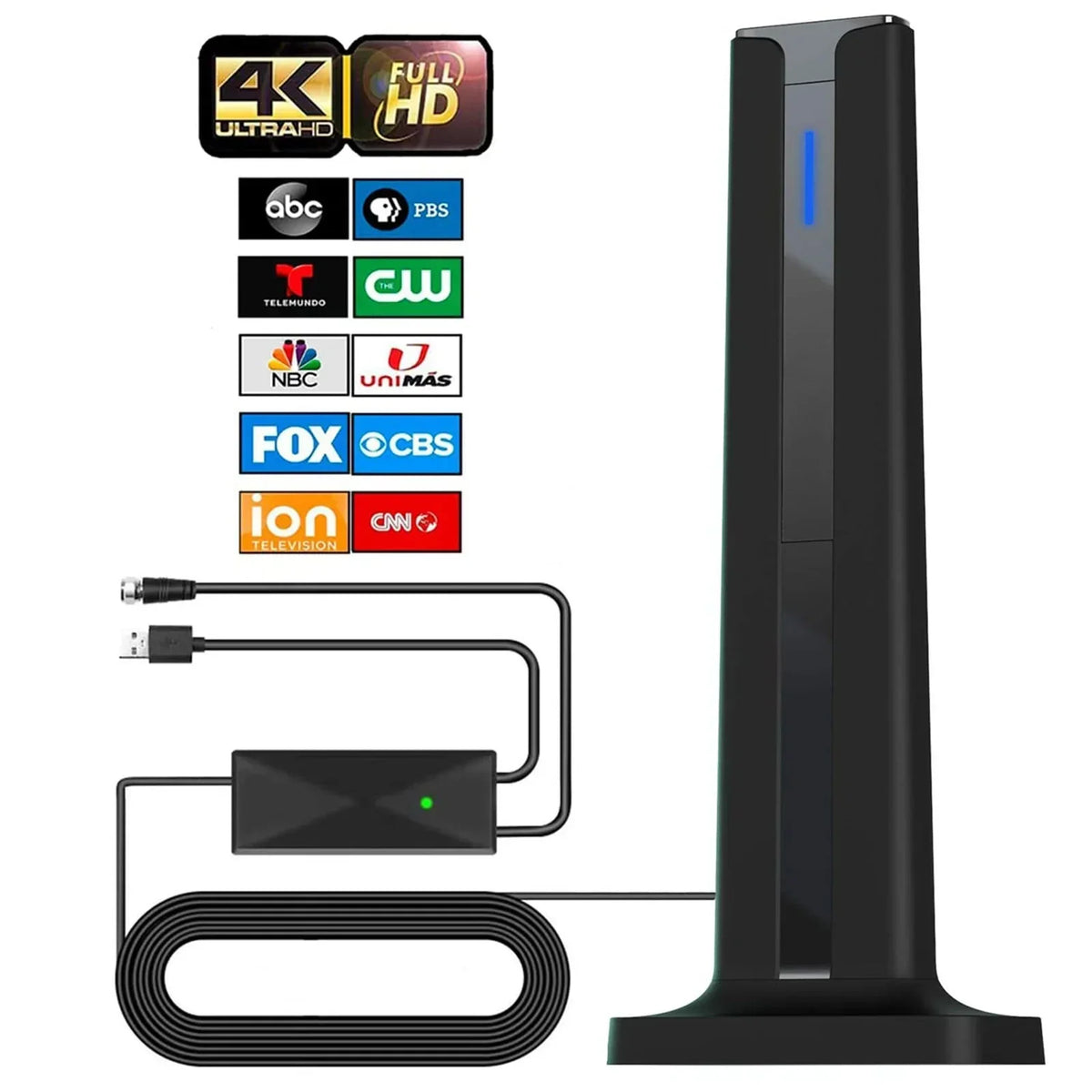 High-Definition Indoor TV Antenna with 120-Mile Range & Amplifier