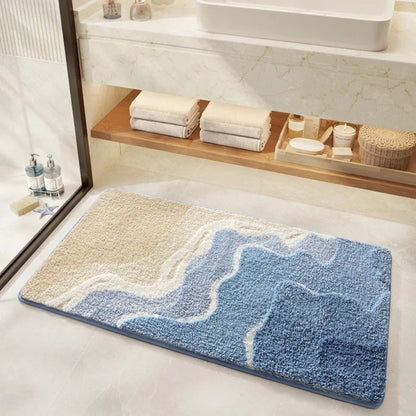 Ocean Breeze Bath Mat with Footprint Design
