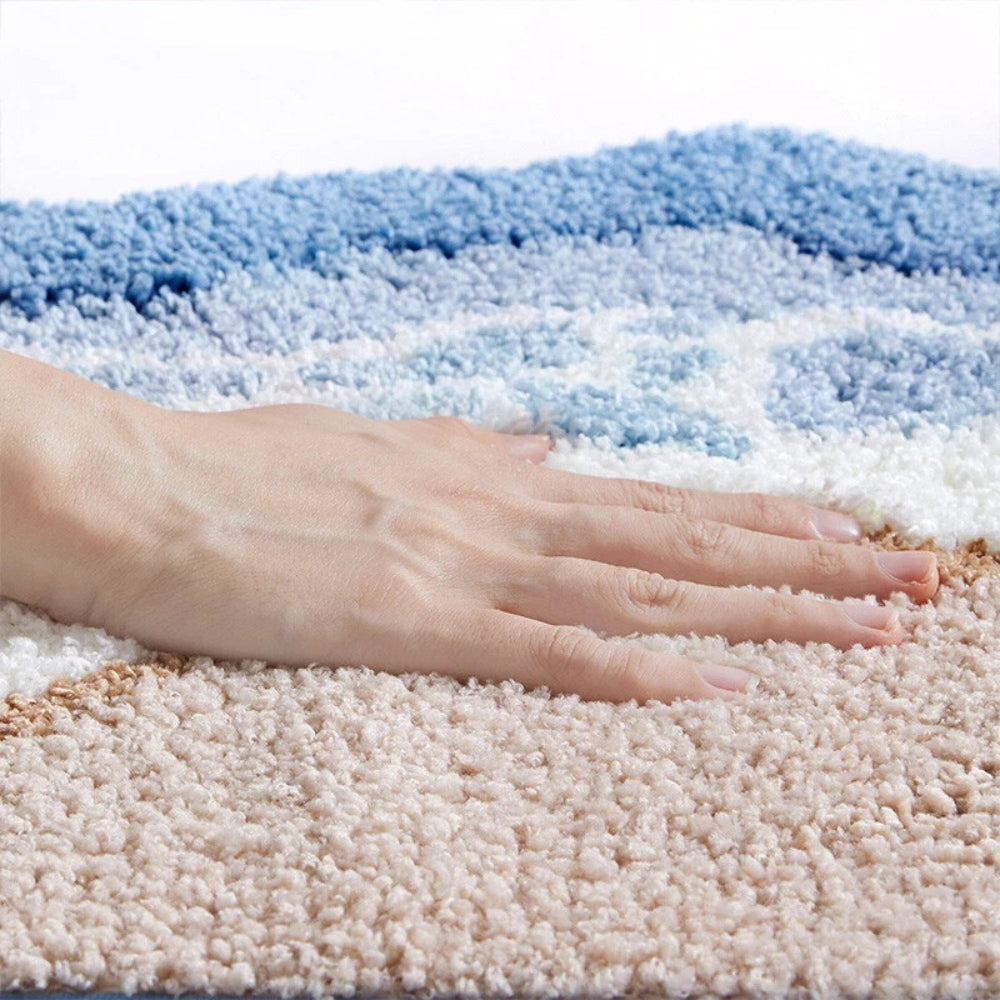 Ocean Breeze Bath Mat with Footprint Design
