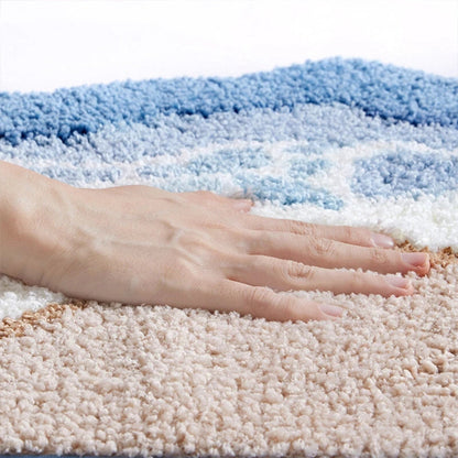 Ocean Breeze Bath Mat with Footprint Design