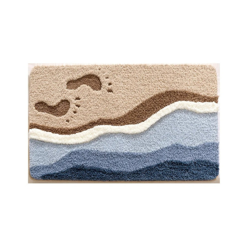 Ocean Breeze Bath Mat with Footprint Design