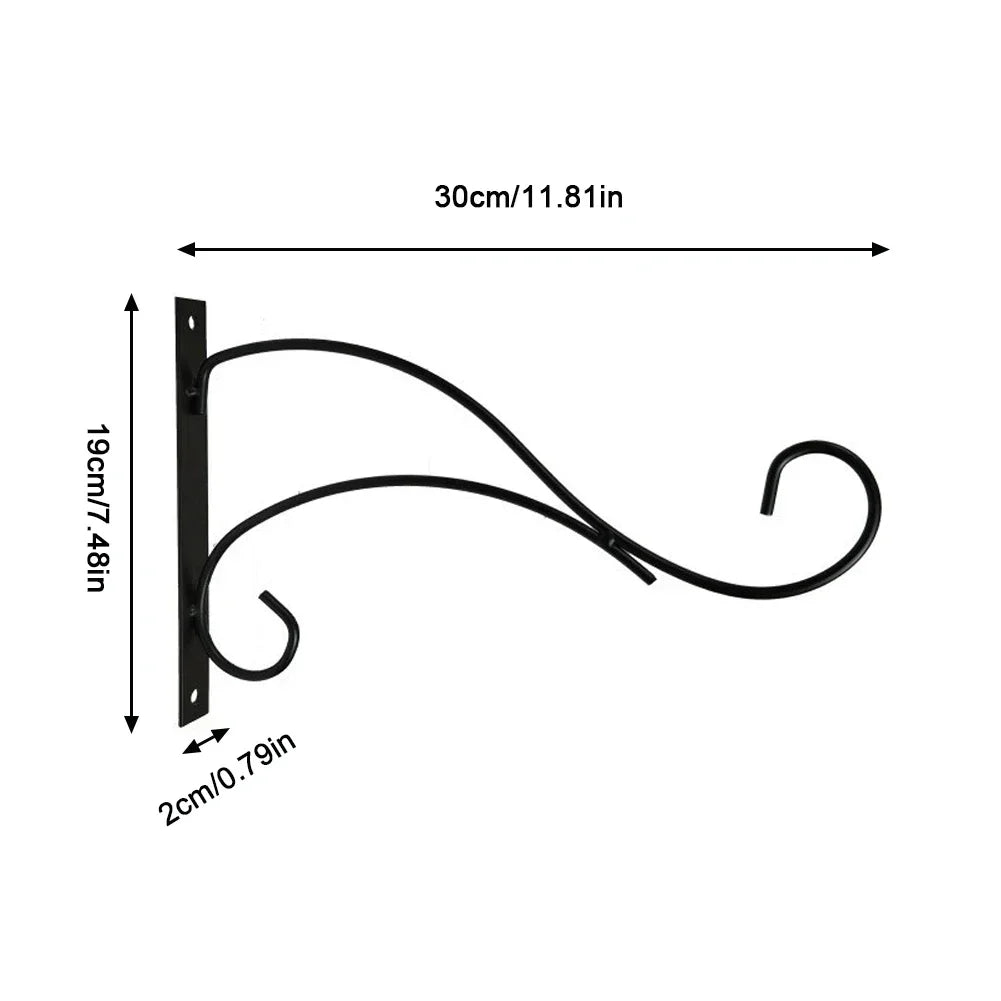 Heavy-Duty Metal Wall Hooks for Plant Hanging | Black Coated | Ideal for Lanterns & Baskets