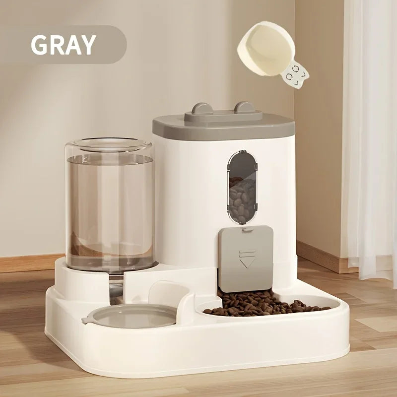 Automatic Food and Water Dispenser for Pets – 2-in-1 System with Stainless Steel Bowls and Non-Slip Feet – Suitable for Cats and Small Dogs
