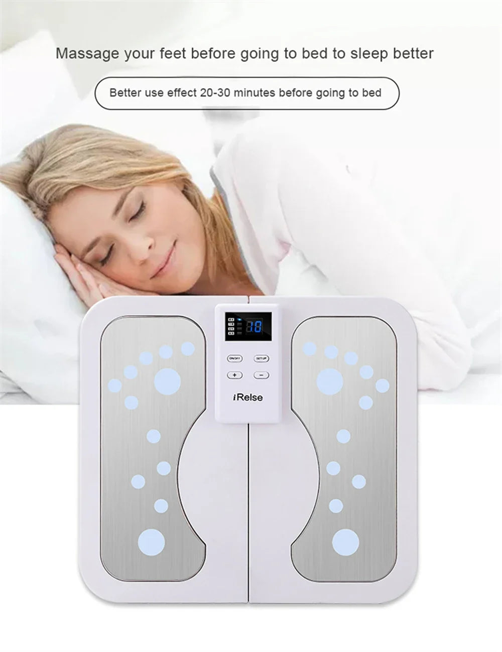Foldable Foot Massager Mat with EMS, TENS, Heat – 3 Levels & LCD Control