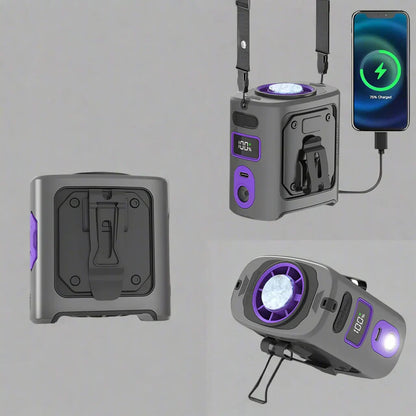 Portable Hip Fan with 8000mAh Power Bank and LED Light – Cooling Device