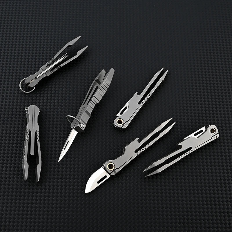 Multifunctional Titanium Knife Tool with All-Day Tweezer