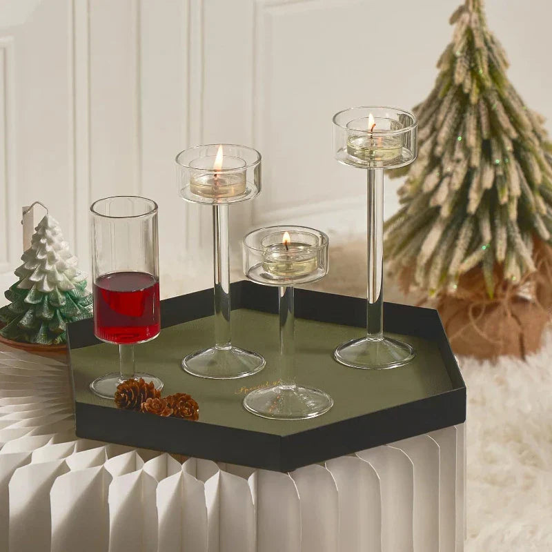 Elegant Glass Tealight Candle Holders - Set of 3