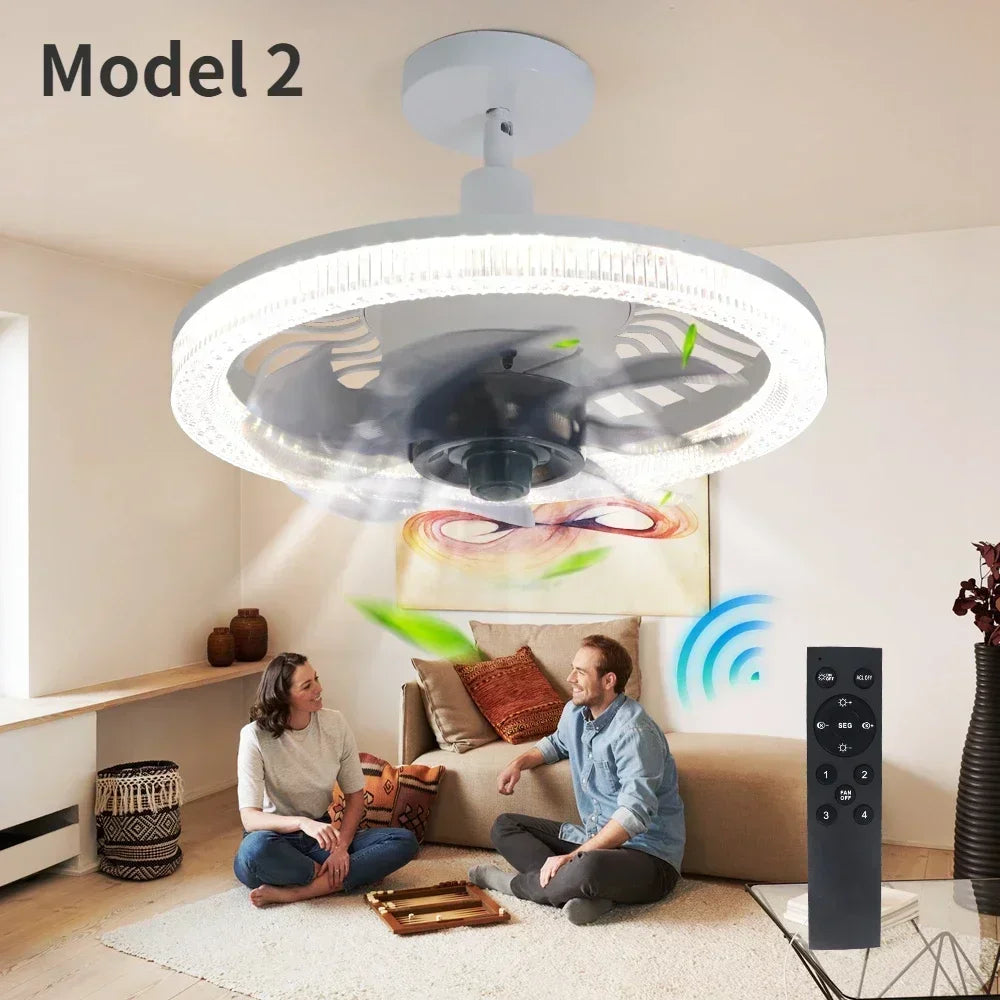 Elegant Fan Lamp with Remote Control - 3-in-1 Noise-Free Design