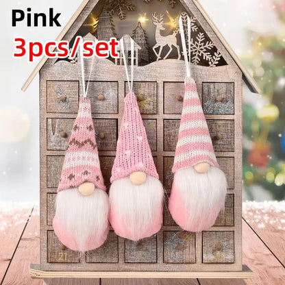 3-Piece Scandinavian Gnome Decoration Set | Fabric and Plush | Hanging Ornaments for Christmas Tree & Home