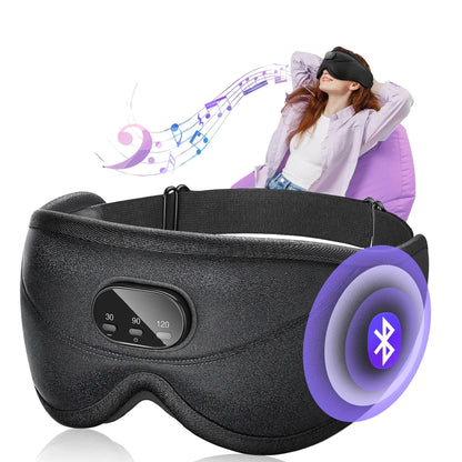 3D Bluetooth Eye Mask for Sleep with Wireless Headphones - Blackout Design