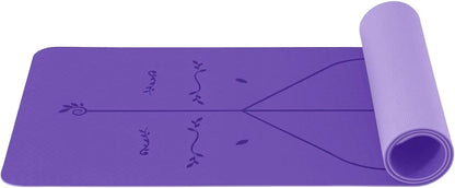 Non-Slip Pilates and Fitness Mat | Skin-Friendly TPE | 183 × 61 × 0.6 cm | With Alignment Lines