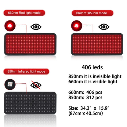 Infrared Light Therapy Mat with 406 LEDs - 660nm & 850nm for Body Relief