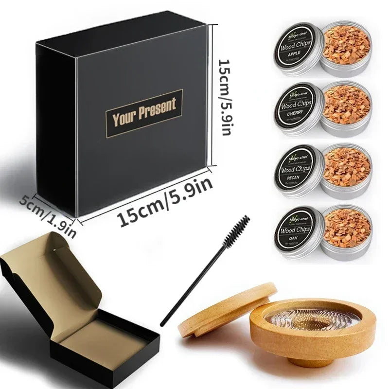 Wooden Cocktail Smoking Kit – Infuse Drinks with Smoky Flavor for Whiskey