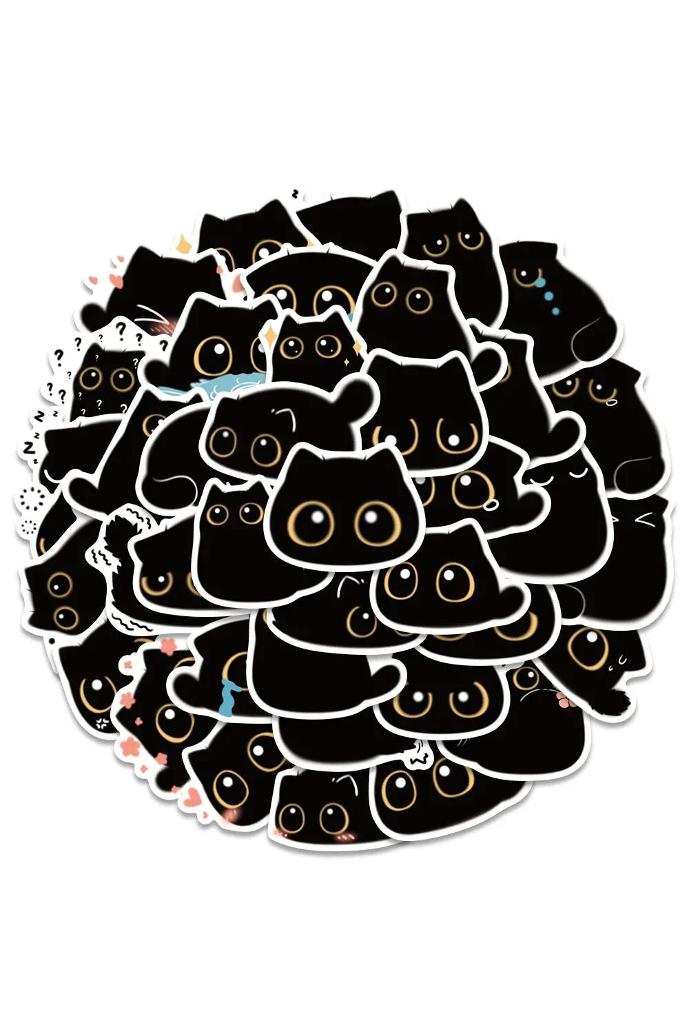 Set of Black Cat Adhesive Decals