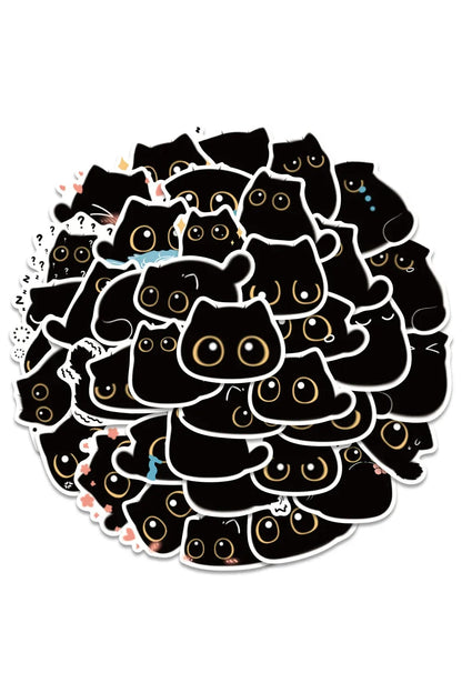 Set of Black Cat Adhesive Decals