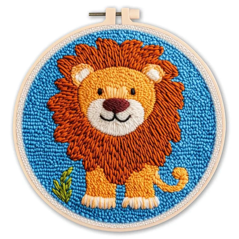 Animal-Themed Punch Needle Kit | DIY Starter Set with Yarn & Hoop | Beginner Embroidery Set