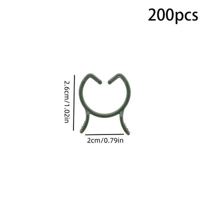 Garden Plant Clips Set with 100/200 Pieces | 3 Sizes | Green Holders